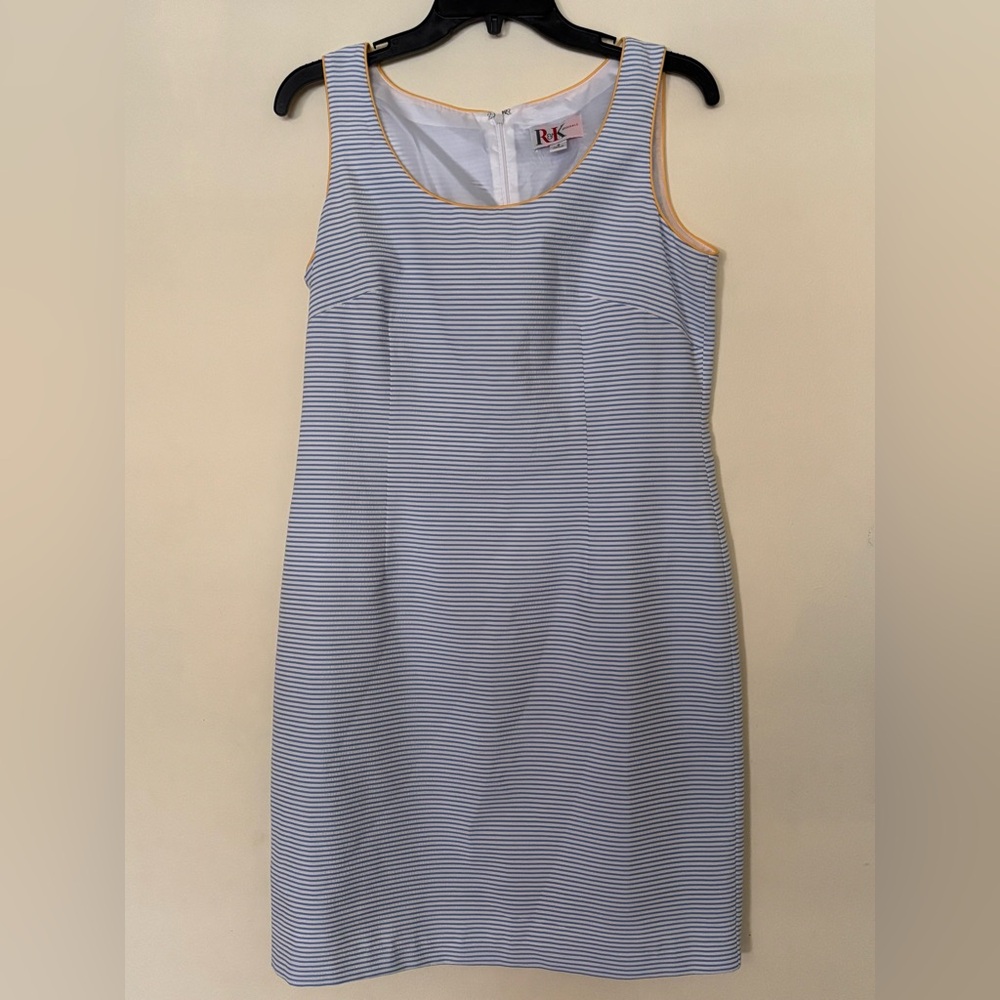 RK Women's Blue Striped Midi Dress